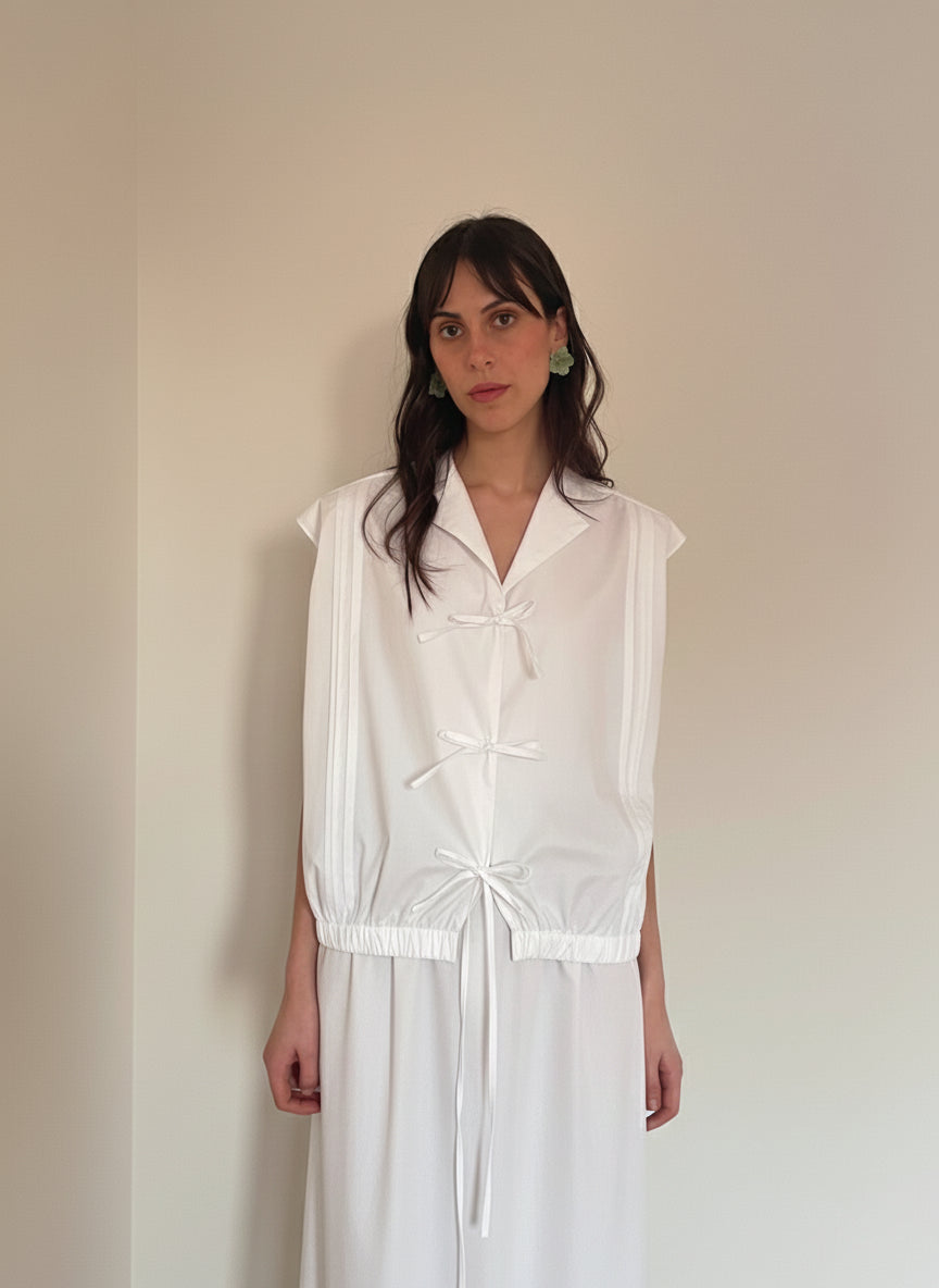 MARTI - gilet con dettaglio pieghe e fiocchi